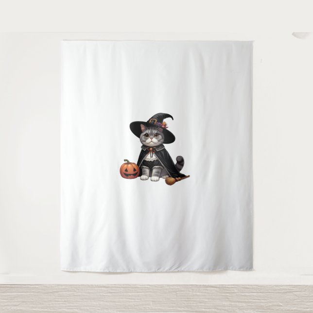 Tapiz Gato vestido de bruja (Anverso)