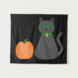 Tapiz Gato y calabaza de Halloween