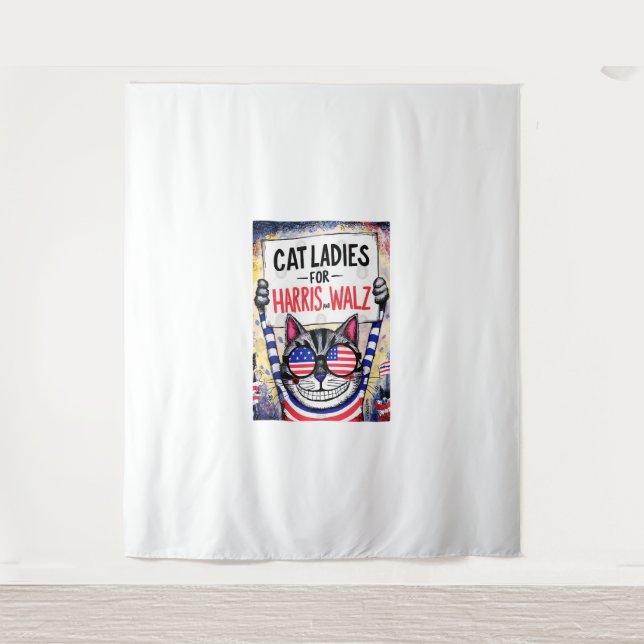 Tapiz Gatos damas para Harris Walz (Anverso)