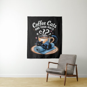 Tapiz Gatos de Café y Alfombras de Yoga Gato de Yoga Div