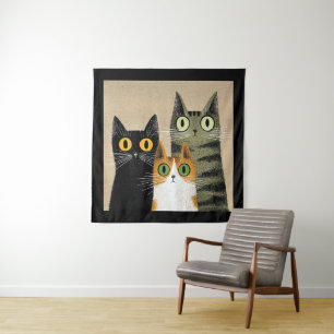 Tapiz Gatos de dibujos animados lindos, de ojos grandes,