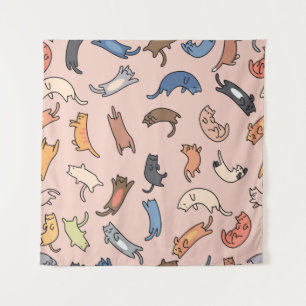 Tapiz Gatos de doodle sin piel, ilustracion