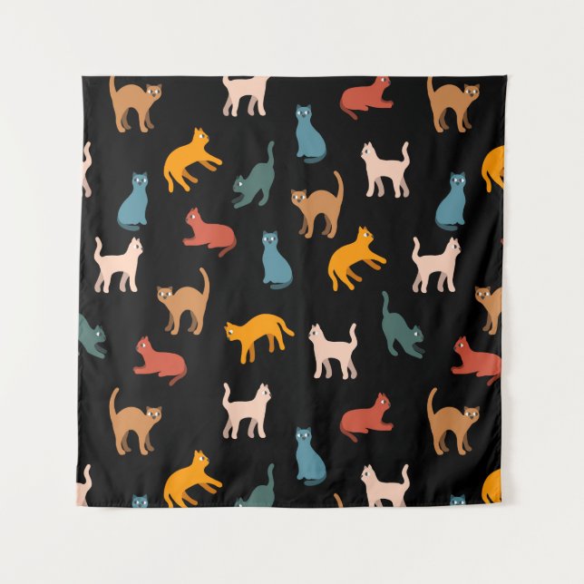 Tapiz Gatos en negro (Anverso)