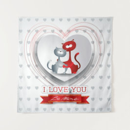 Tapiz Gatos enamorados con corazón