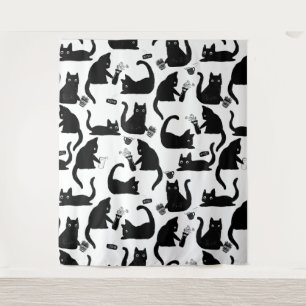 Tapiz Gatos malos golpeando a las cosas