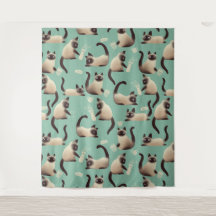 Gatos malvados siameses golpean las cosas