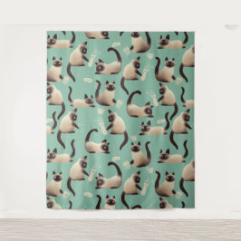 Tapiz Gatos malvados siameses golpean las cosas