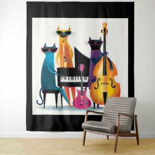 Tapiz Gatos Músicos de Cool Jazz Banda