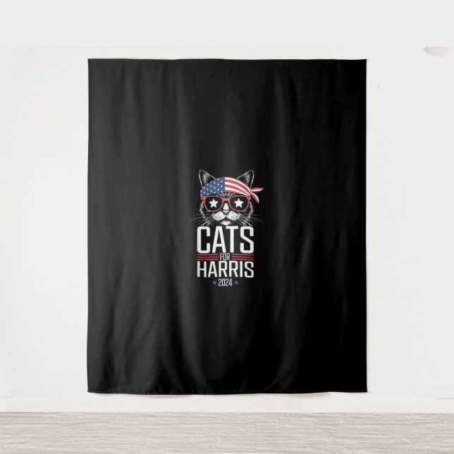 Tapiz Gatos para Harris 2024 - Kamala Harris para Presid (Anverso)