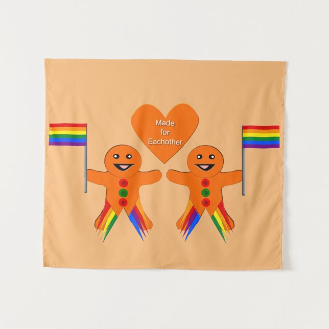 Tapiz Gay Men Navidades Gingerbread Pareja (Anverso (horizontal))