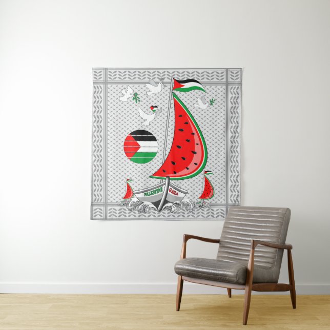 Tapiz Gaza: Barcos de la Flotilla de Sumuda por la Liber (In situ)