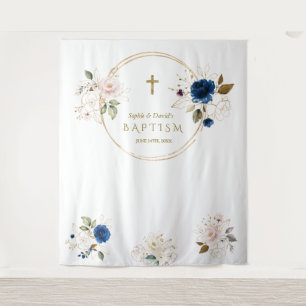 Tapiz Gemelas Chic Flores Rosadas Bautizo Prop Foto