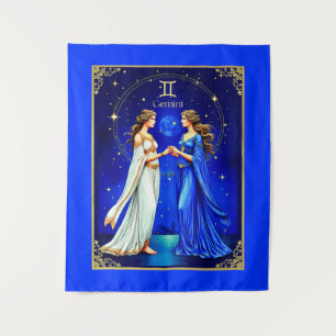 Tapiz Gemini Twins bajo un cielo estrellado