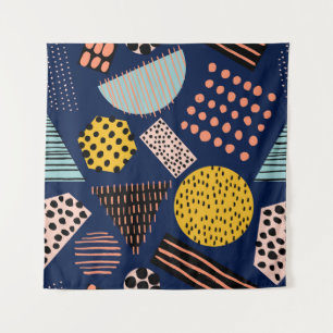 Tapiz Geometría divertida: Resumen del patrón multicolor