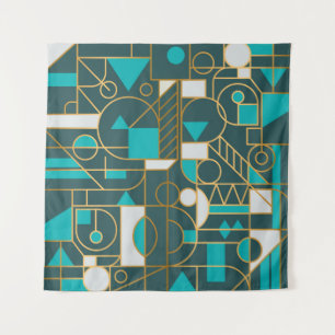 Tapiz Geometría poster retro de arte minimalista con si