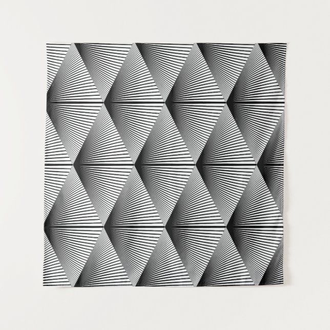 Tapiz Geométrica de diamante: diseño de cosecha monocrom (Anverso)