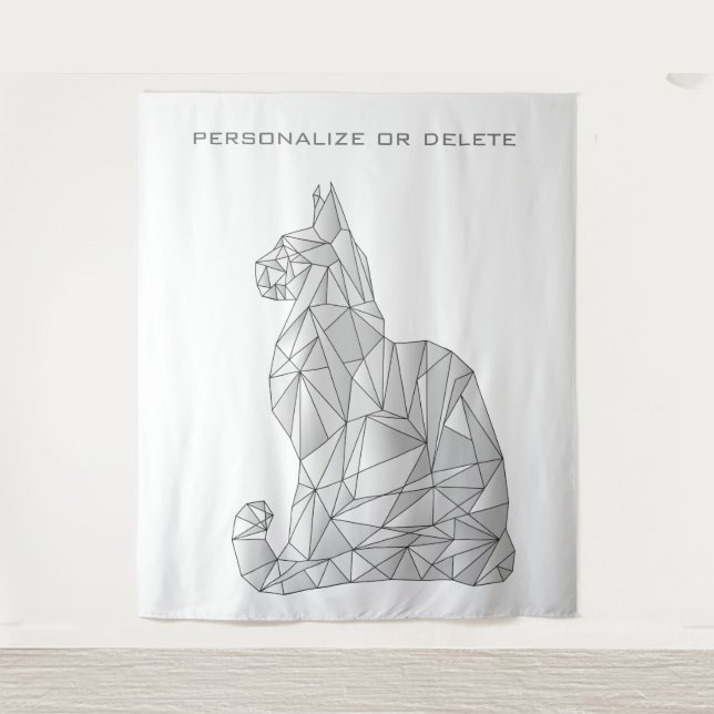 Tapiz Geométrico Cat Moderno Mínimo Cute Resumen Trippy (Anverso)