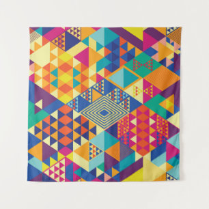 Tapiz Geométrico, elementos abstractos, patrón vintage.