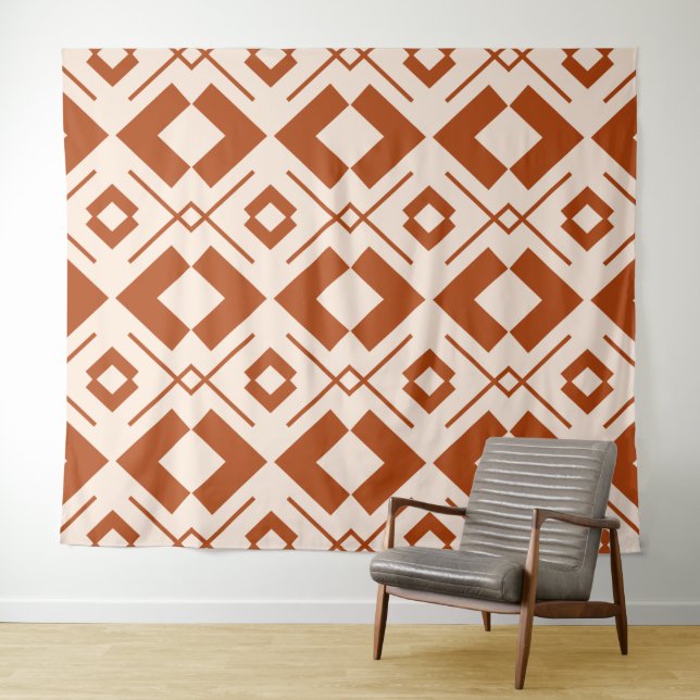 Tapiz Geométrico escandinavo beige y naranja quemado (In situ (horizontal))