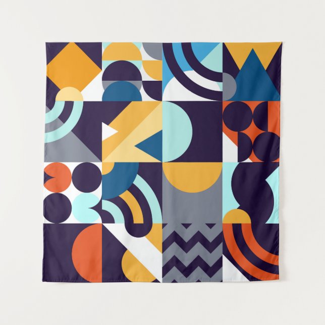 Tapiz Geométrico multicolor: formas primitivas de fusión (Anverso)