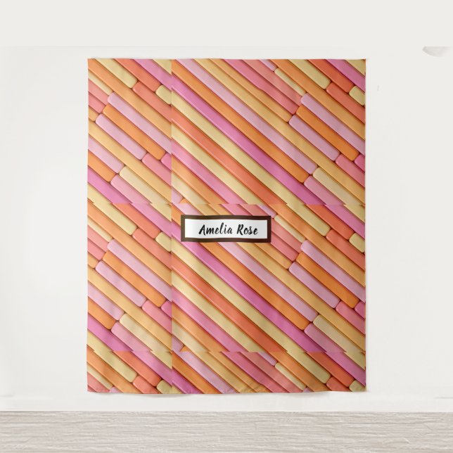 Tapiz Geométrico Pastel Personalizado - Moderno (Anverso)
