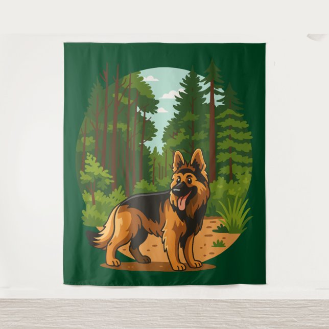 Tapiz German Shepherd Forest Adventure Dog  (Anverso)