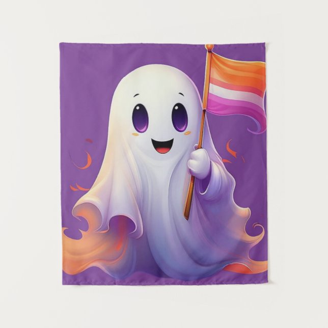 Tapiz Ghost whit lesbian flag (Anverso)