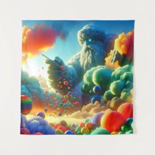 Tapiz Gigante haciendo dulces coloridos a partir de nube