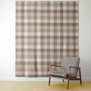 Tapiz Gingham a cuadros bronceado tierra neutral