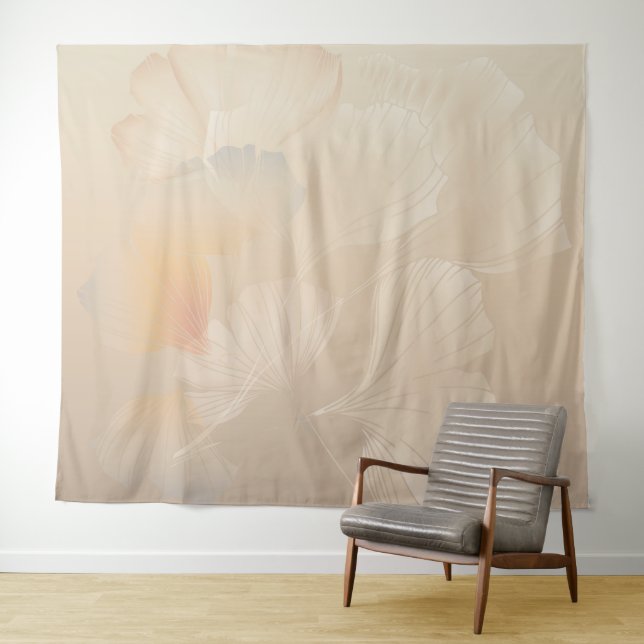 Tapiz Ginkgo Biloba Resumen Botánico Arte Gráfico Rubor (In situ (horizontal))