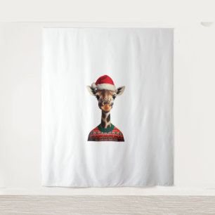 Tapiz Girafa con Navidades de Santa Hat Safari Navidad S