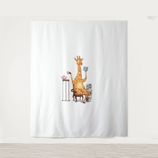 Tapiz Girafas, libros y obsequios de té (Anverso)