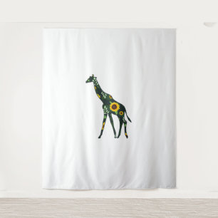 Tapiz Giraffe Chica girasol rumiante floral hawaiano Wo