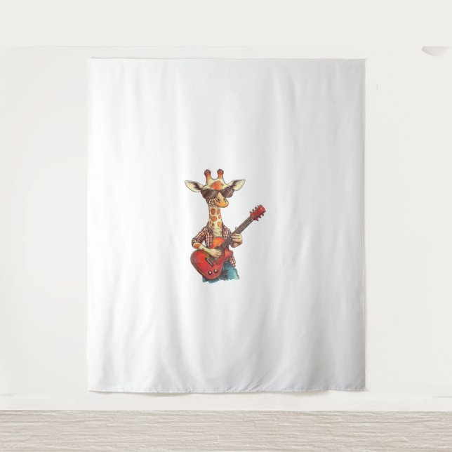 Tapiz Giraffe Con Gafas De Sol Tocando Músico De Guitarr (Anverso)