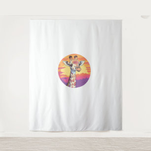 Tapiz Giraffe con Safari al atardecer y arte