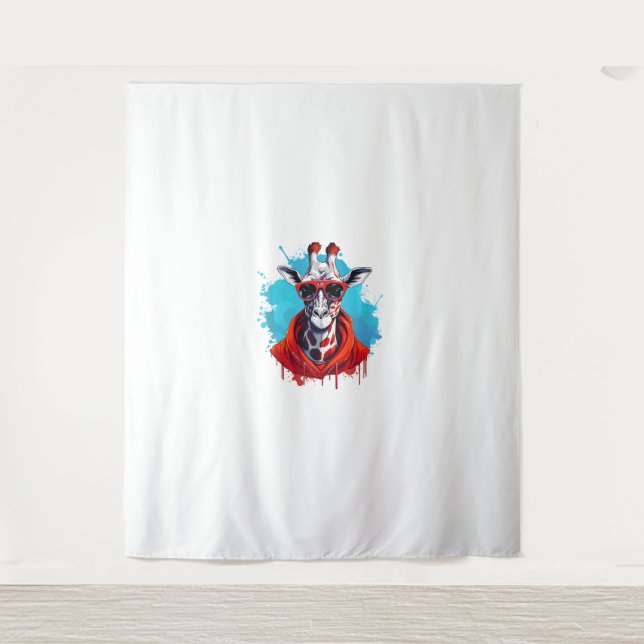 Tapiz Giraffe Con Vidrios Rojos (Anverso)