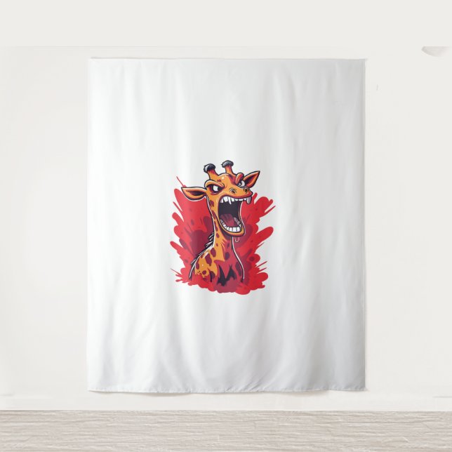 Tapiz Giraffe Gráfica enojada Gráfica divertida Giraffe  (Anverso)