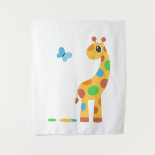 Tapiz Giraffe Personalizado colorida y mariposa