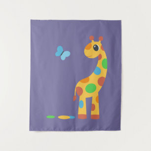 Tapiz Giraffe Personalizado colorida y mariposa