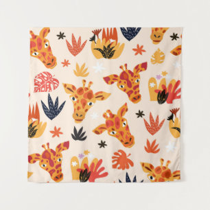 Tapiz Giraffe personalizado: Patrón Floral Savanna