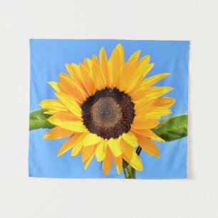 Tapiz Girasol amarillo contra el sol en el cielo azul - 