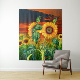 Tapiz Girasoles Rústicos con Estilo Puesta de Sol - Inus