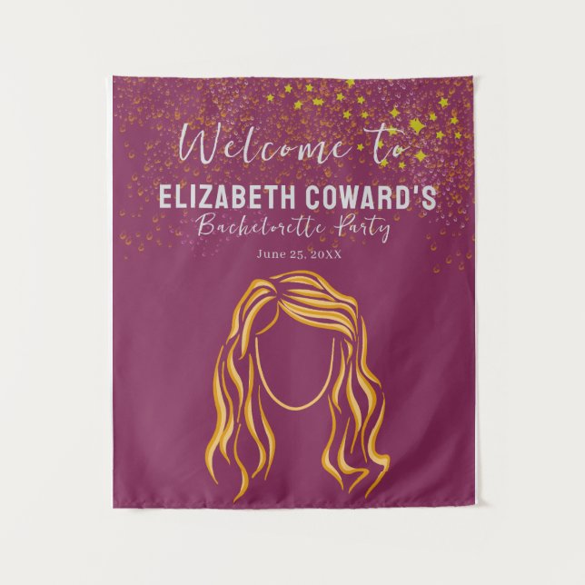 Tapiz Girl Outline Bachelorette Party Sign Banner (Anverso)