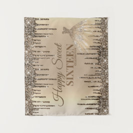 Tapiz Girly Glam Purpurina Drips Spark Sweet 16 Cumpleañ