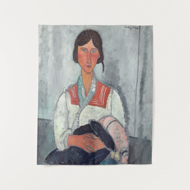 Tapiz Gitana con bebé por Amedeo Modigliani (Anverso)