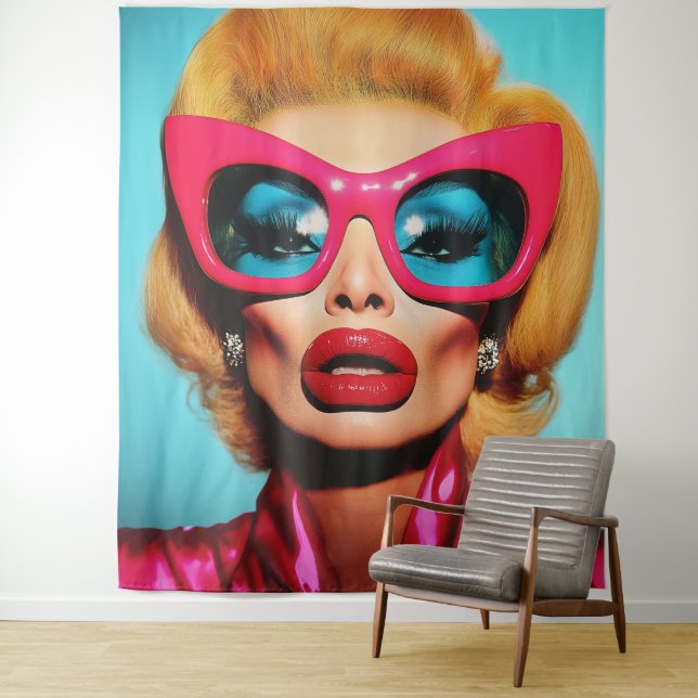 Tapiz Glam Diva en tonos retro (In situ)