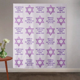 Tapiz Glam Purple Star De David Photo Booth Bat Mitzvah