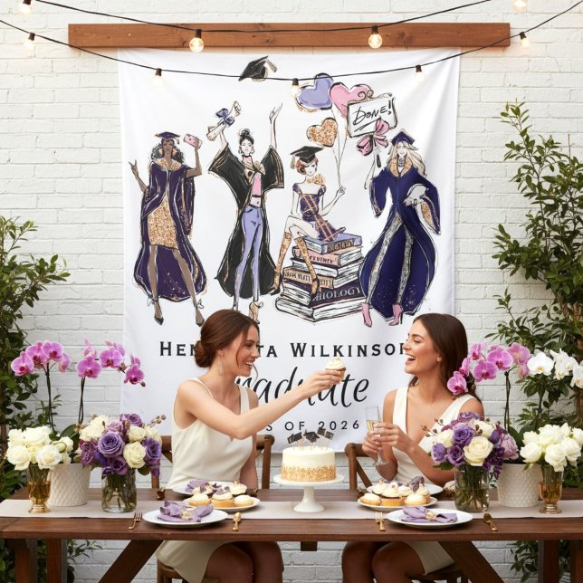 Tapiz Glamorous Graduate Women Empowered Purple Gold (Subido por el creador)