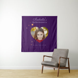 Tapiz Glamour Gótico Quince foto corazón Holográfico 