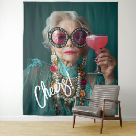 Tapiz Glamurosa anciana mujer audaz moda de lujo
